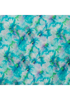 PC2287-930 Marocain Digital Print Flowers Aqua - Orange